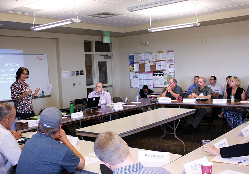 In 2015, the Ag and Water Quality Advisory Committee, led by Ecology’s then-director, Maia Bellon (standing), met in Sprague, Wash.