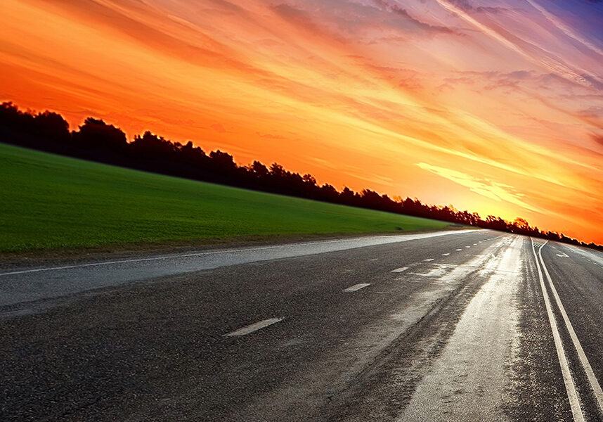 road at sunset